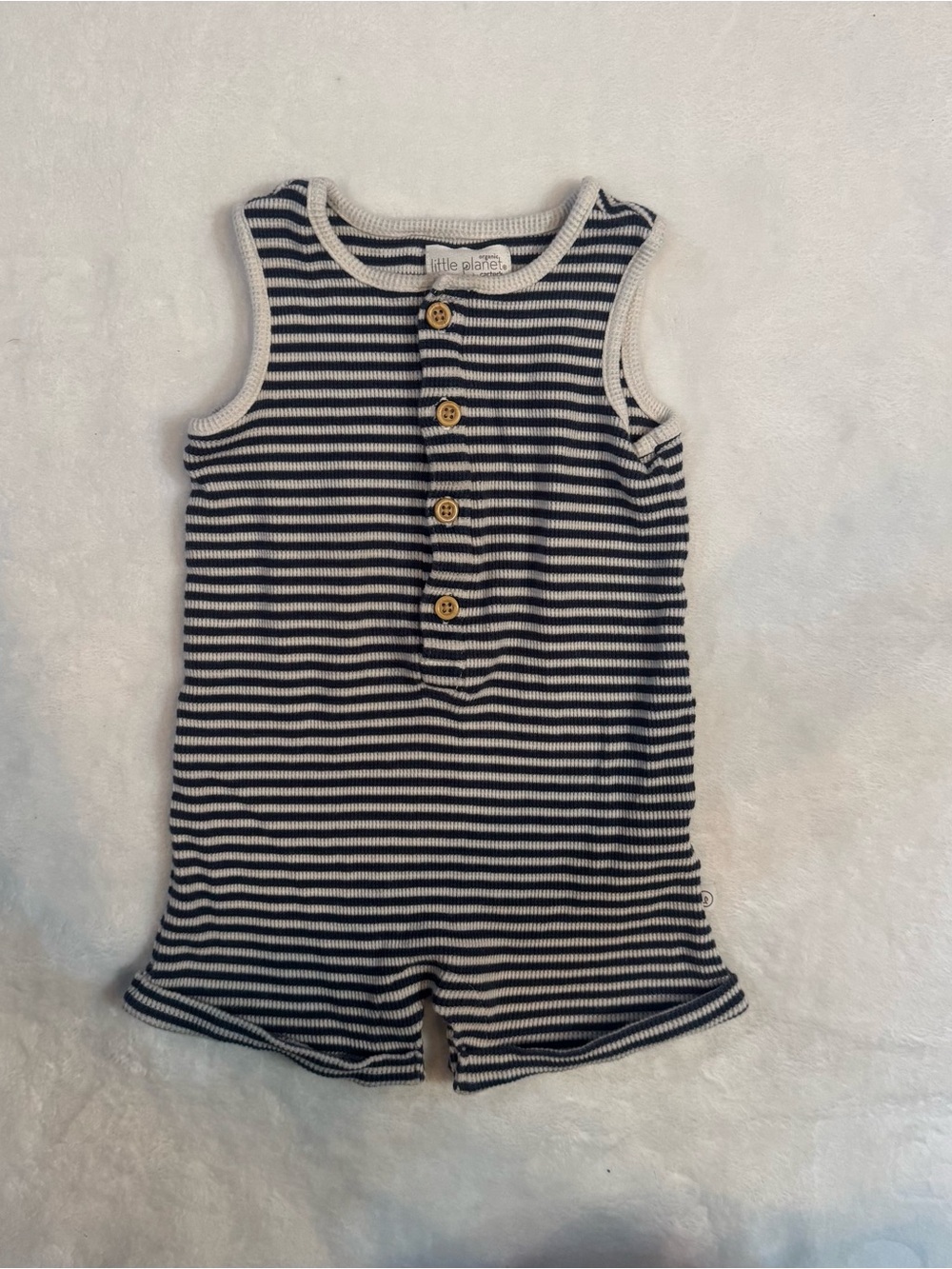 Little Planets Navy & White Striped Sleeveless Romper